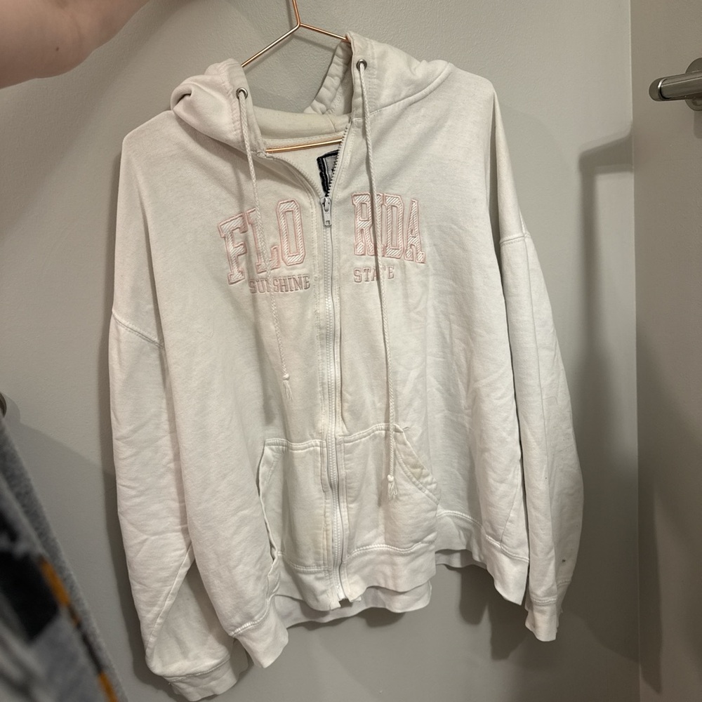 Vintage Embroidered Florida Zip-Up Hoodie